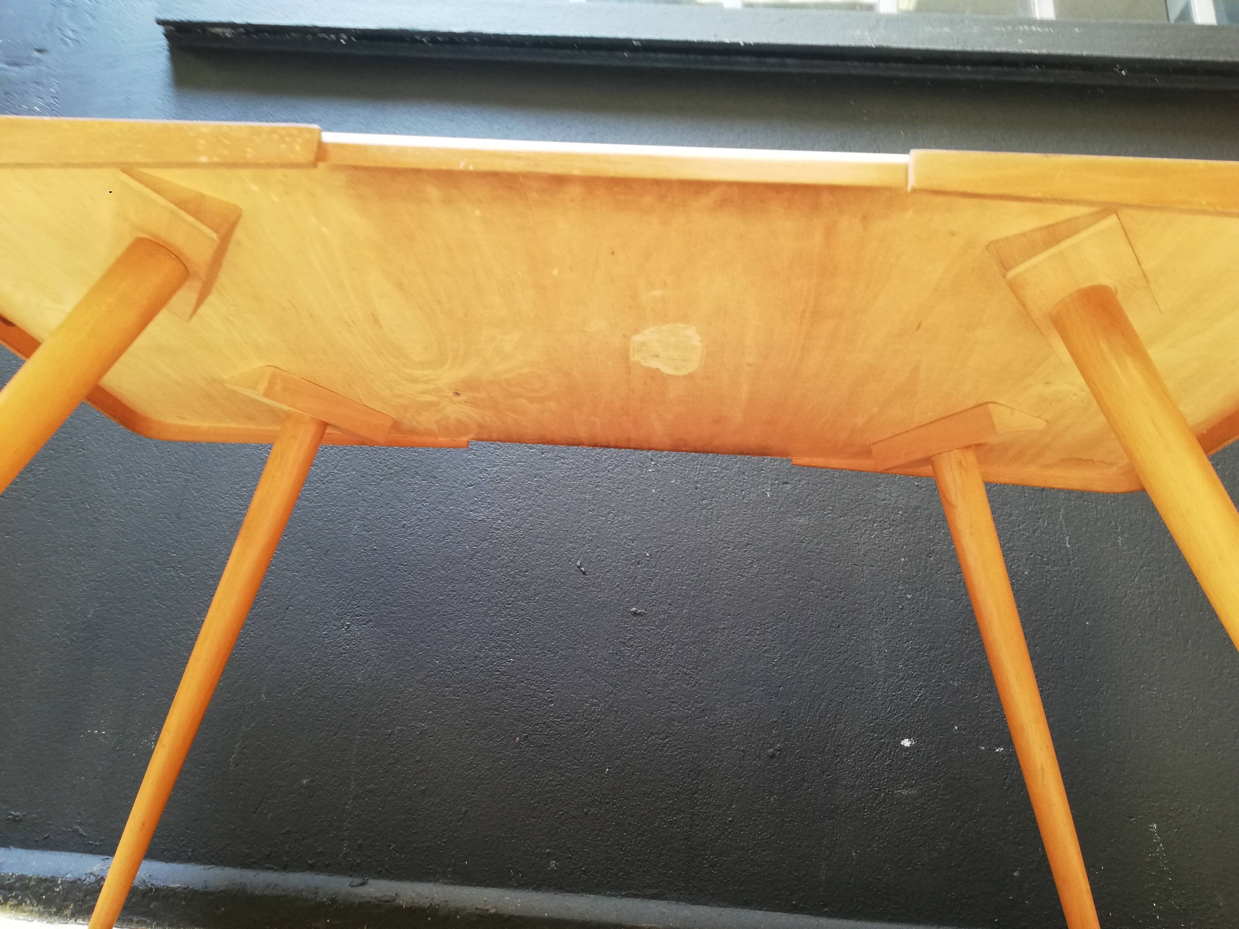 Wooden coffee table, children's desk glass top, interier praha, 1960, Czechoslovakia