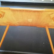 Wooden coffee table, children's desk glass top, interier praha, 1960, Czechoslovakia