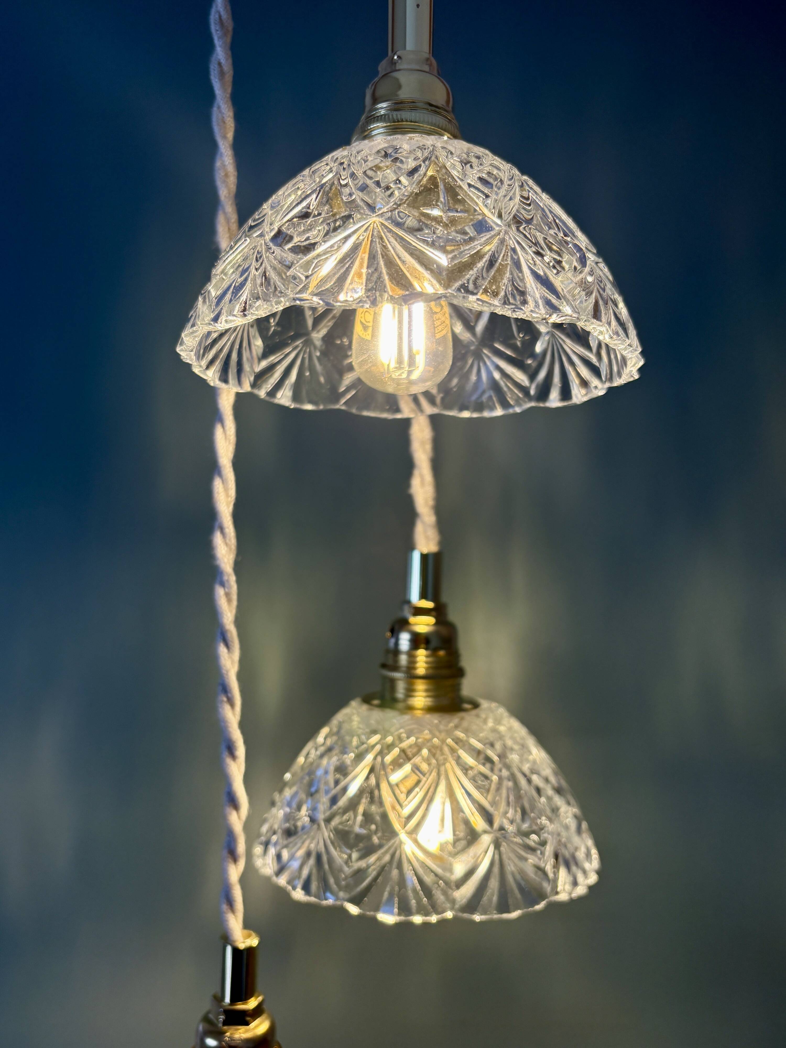 Vintage triple suspension lampshade in cut glass - tableware collection