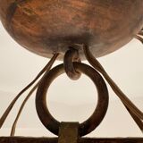 Medieval style heraldic wrought iron chandelier