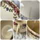 Set of 2 large cups and 2 old saucers Gien writing decor 8500