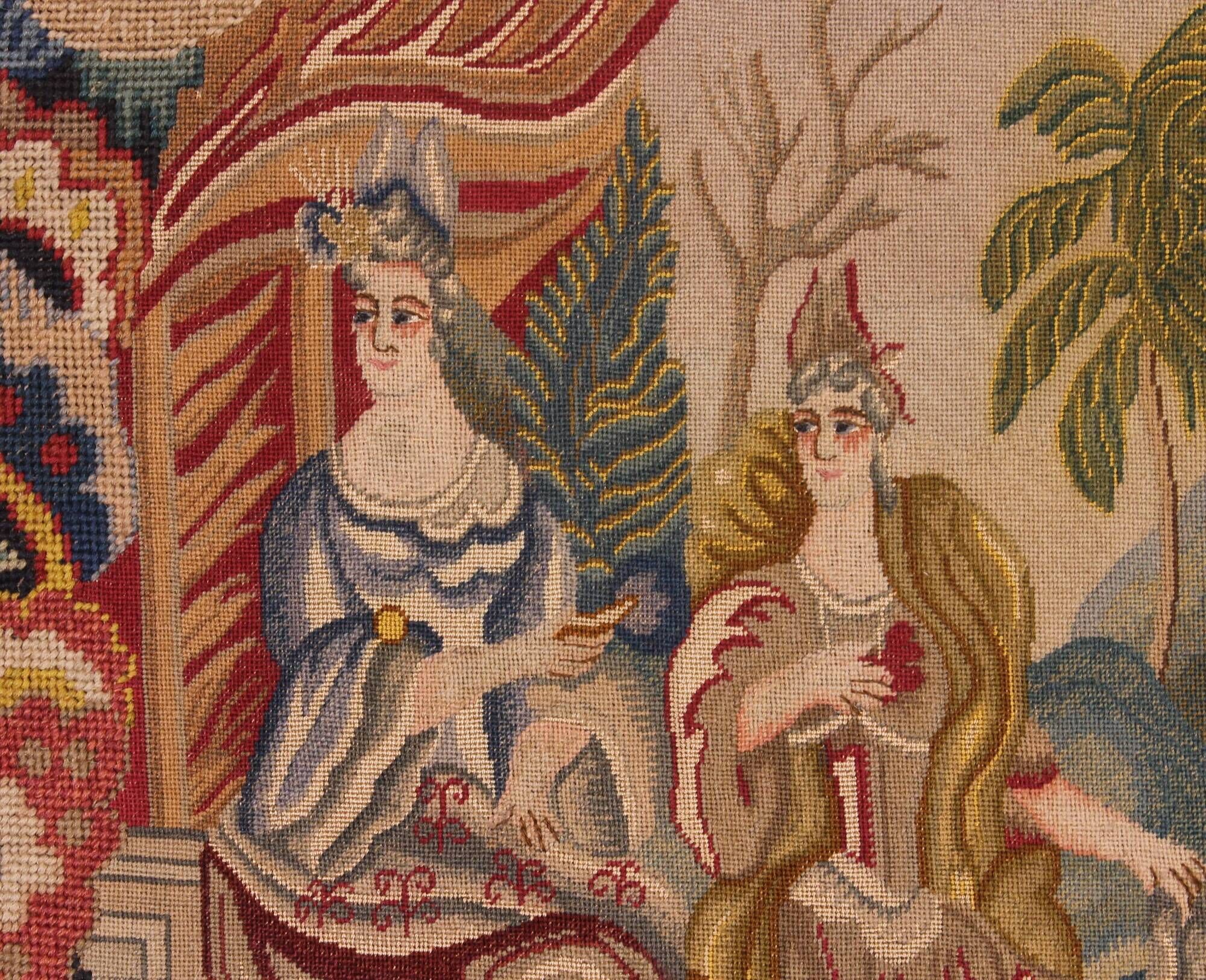 Brussels tapestry from the 19th century – Flowering greenery and gallant scene