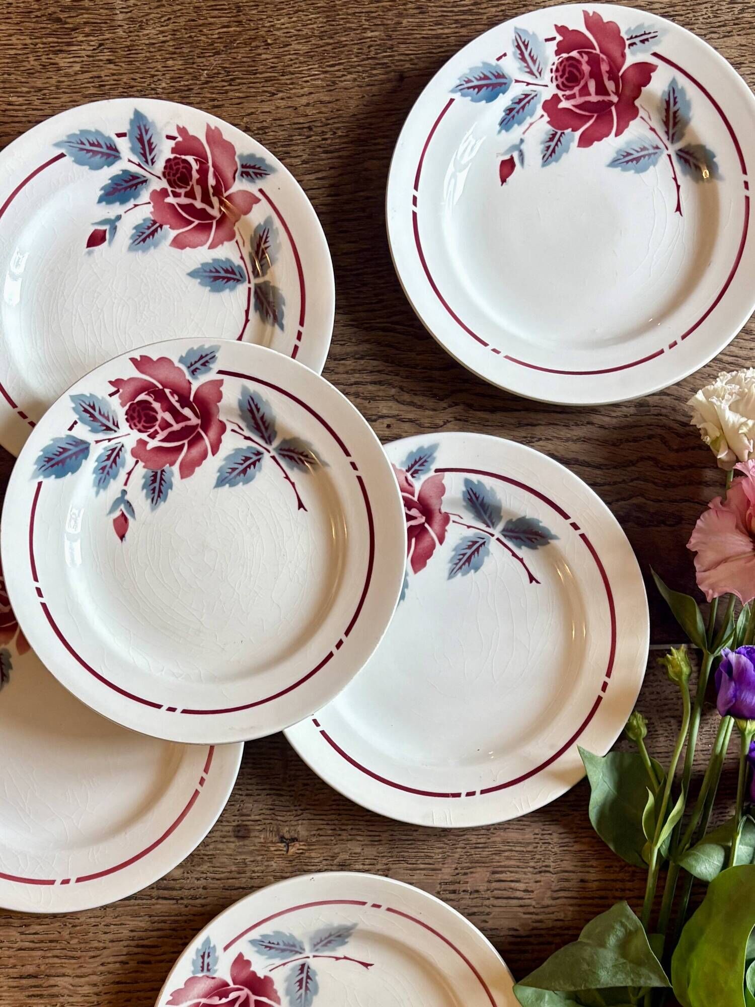 Set of 6 vintage dessert plates Model Nice by Moulin des Loups