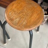 Pair of metal and wood workshop stools
