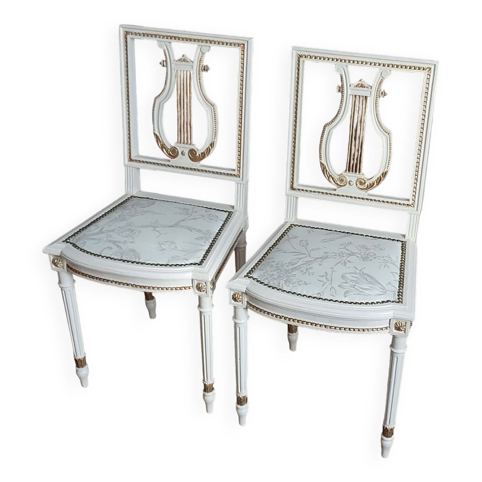 Pair of Louis XVI style bedroom chairs