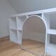 Arch mirror in white tubular steel frame from the 80s
