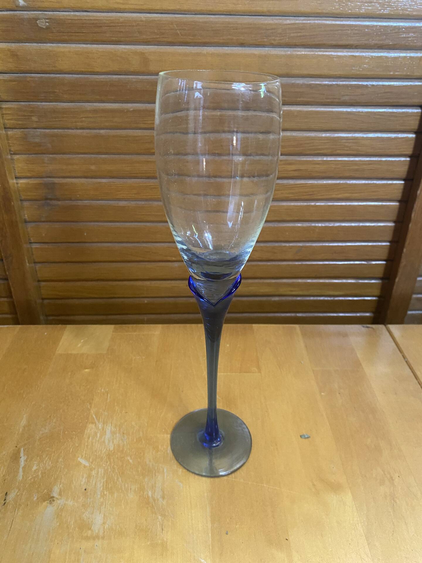 Set of 5 Champagne Flutes BORMIOLI ROCCO Moulded Glass + Vintage Blue Stem