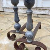 Pair of vintage geometric fire dogs