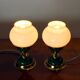 Suite de lampes de table en verre opalin et laiton, Tchécoslovaquie 1955
