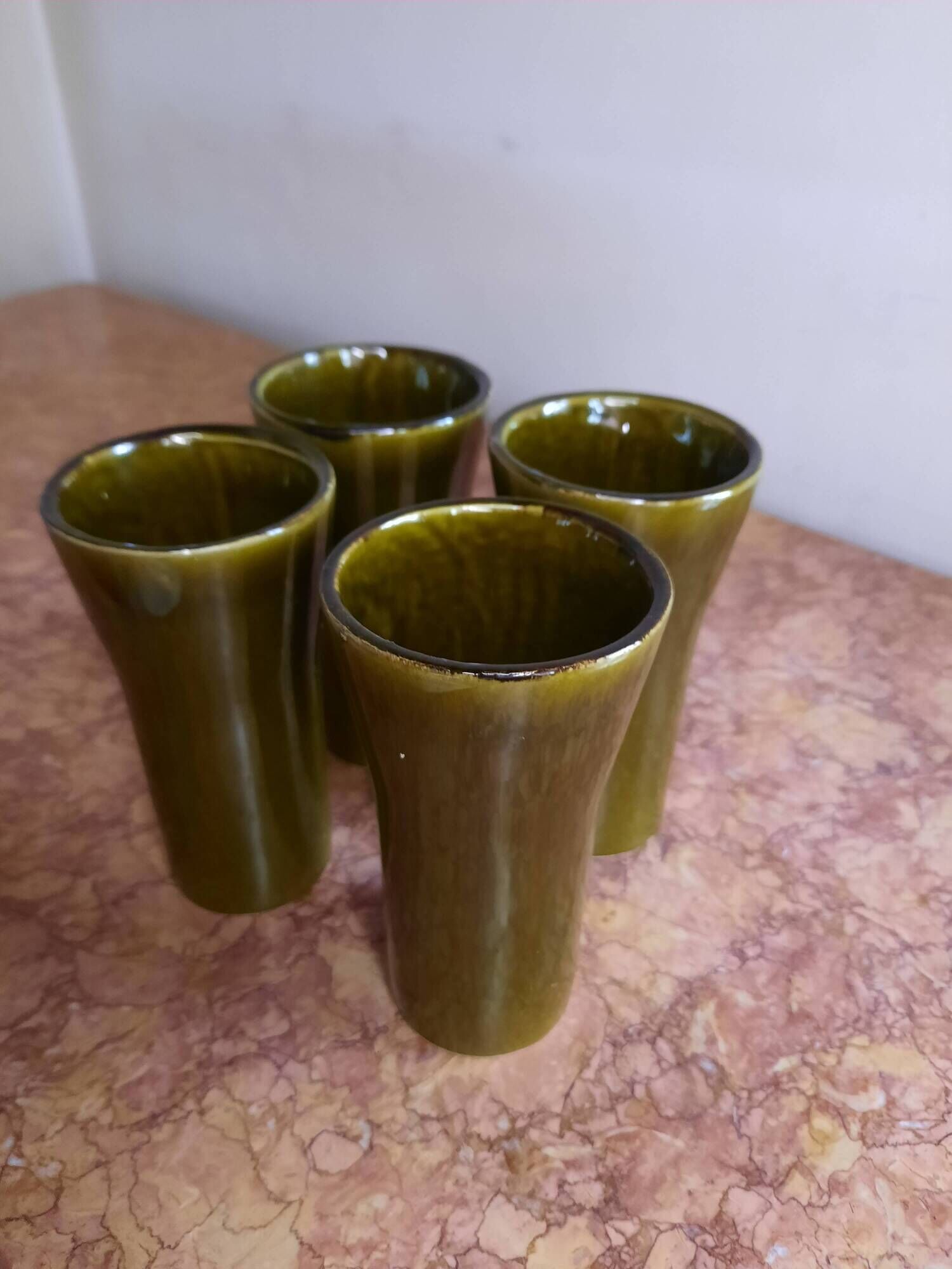 Vallauris model Vallauris orange cups Claude Paci set of 4