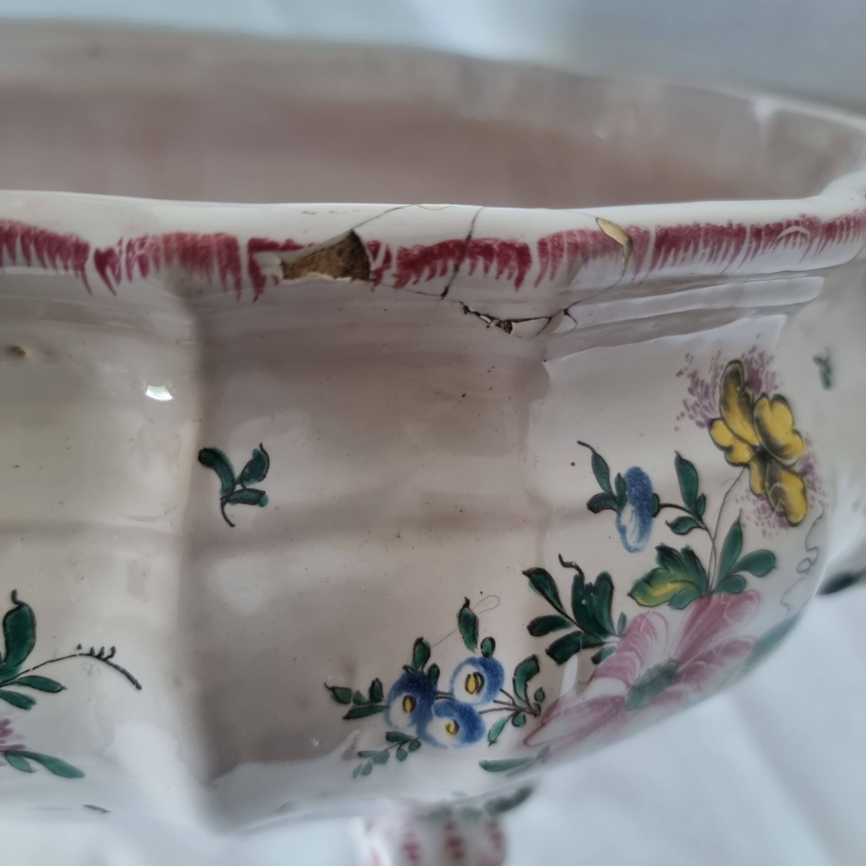 Antique 18th century Marseille earthenware planter by Veuve Perr