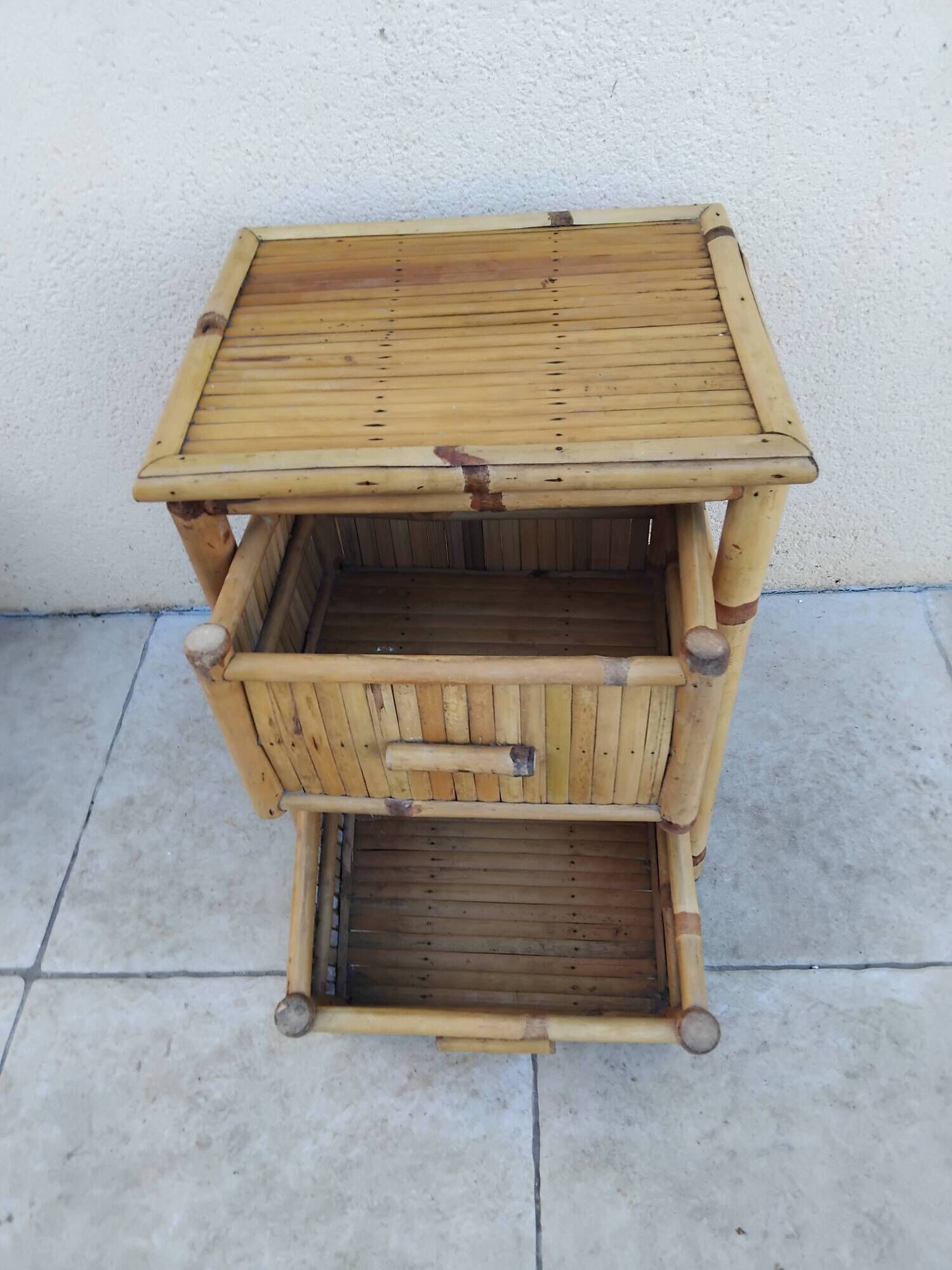 Vintage design bamboo bedside table