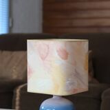 Lampe en céramique abat jour pastel, années 70