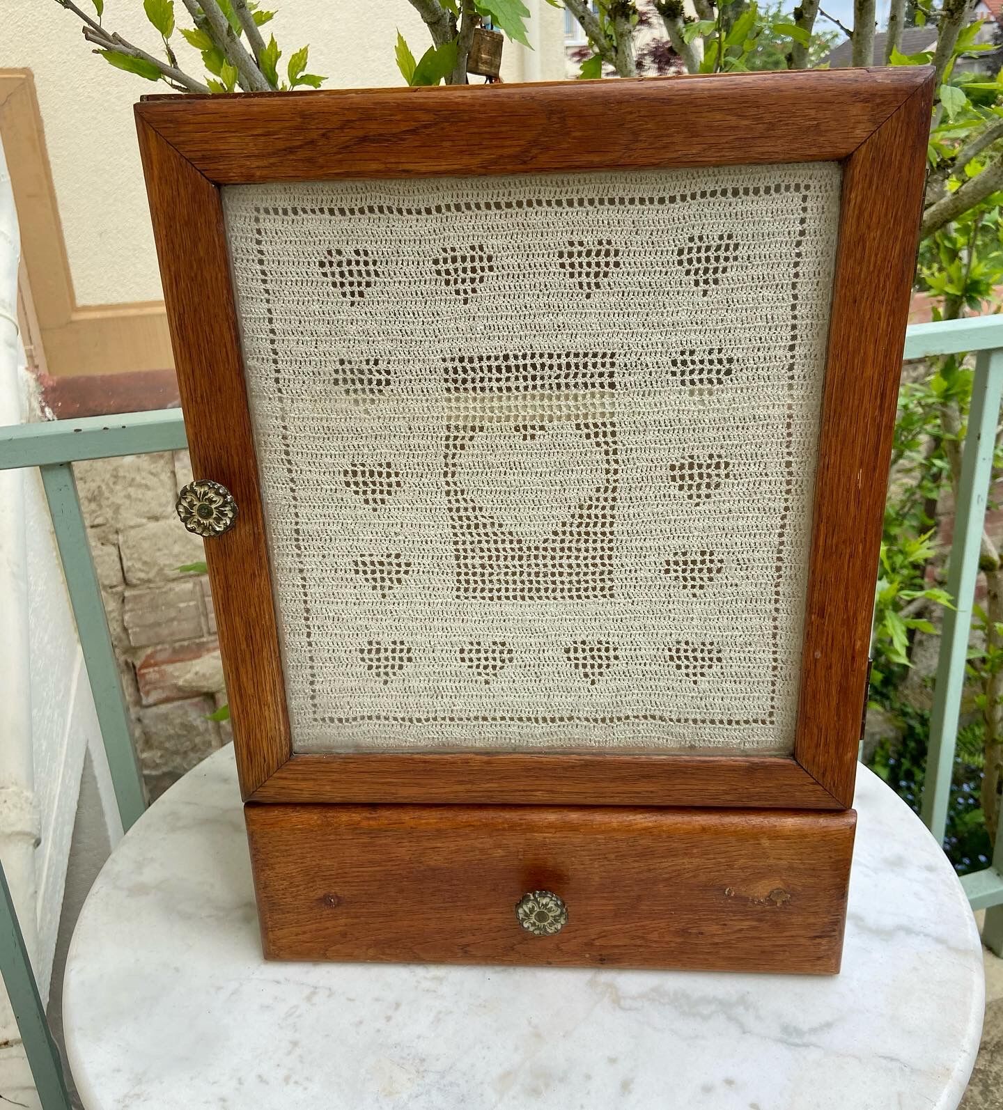 1950 vintage pharmacy or toilet cabinet in waxed wood