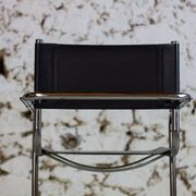 Pair of Bauhaus cantilever armchairs in chromed metal and leather, 1970