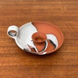 Workshop pottery candlestick from mid-century German with bird motif by Töpferei Bücking Börnsen, 1960s.