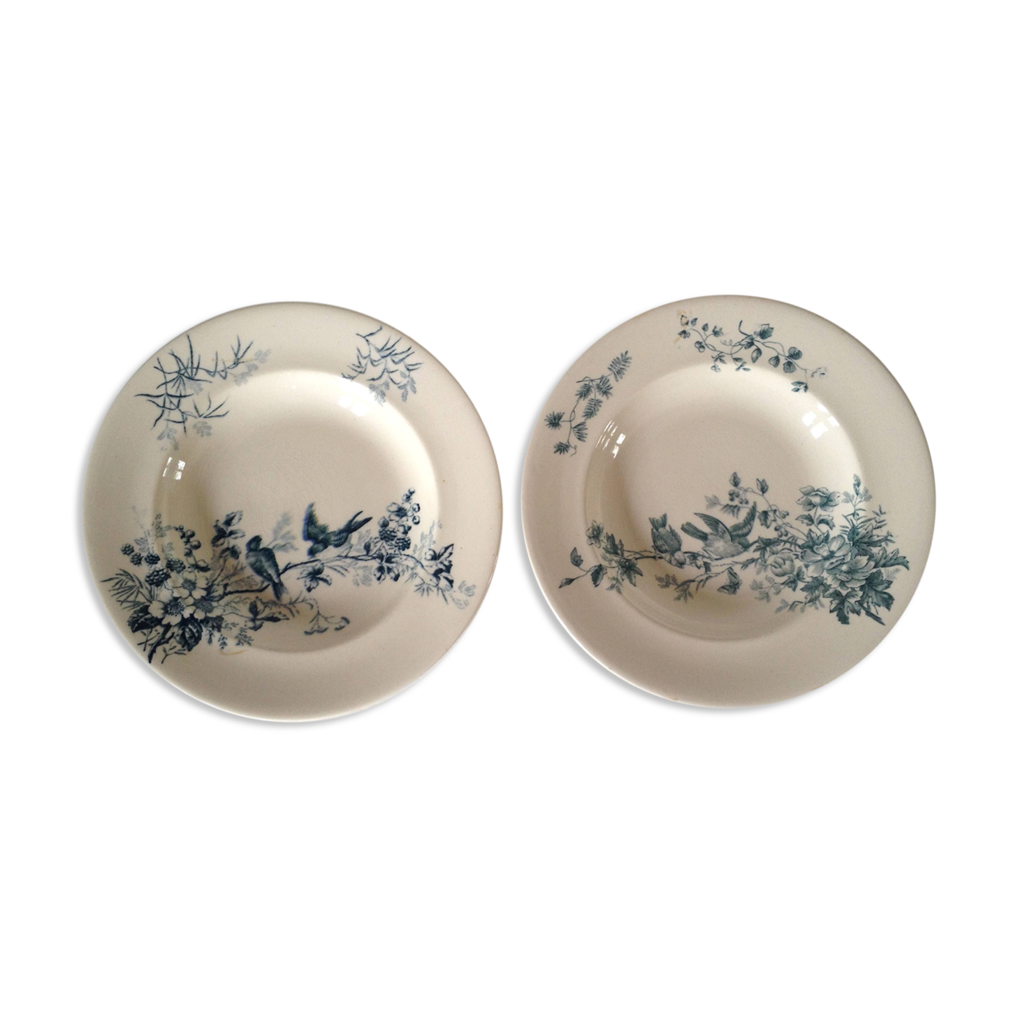 Two old plates longwy "cute" french faience