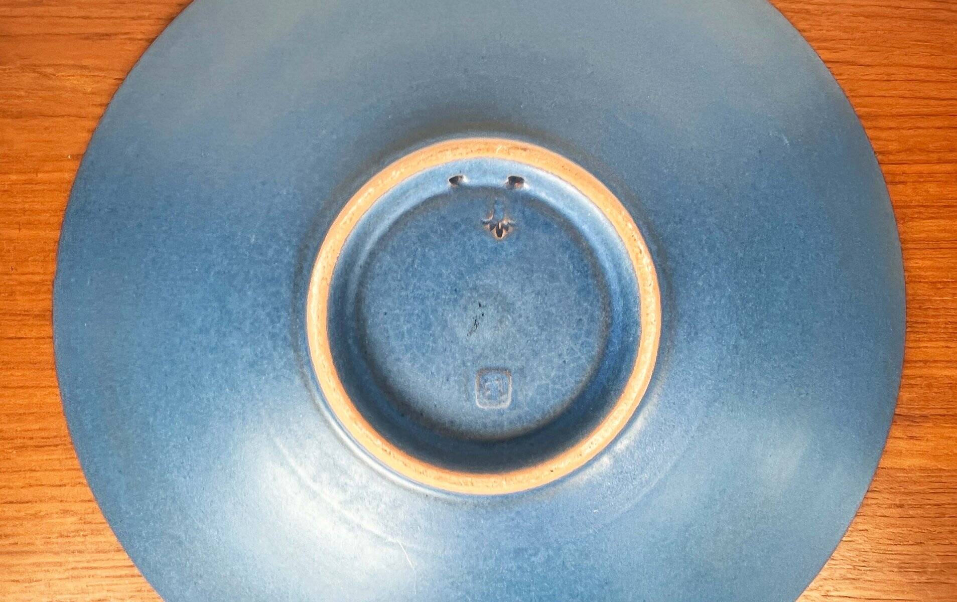 Large Mid-Century Modern German Studio Pottery Decorative Wall Plate by Eva Fritz-Lindner for Karlsruher Majolika, 1960s