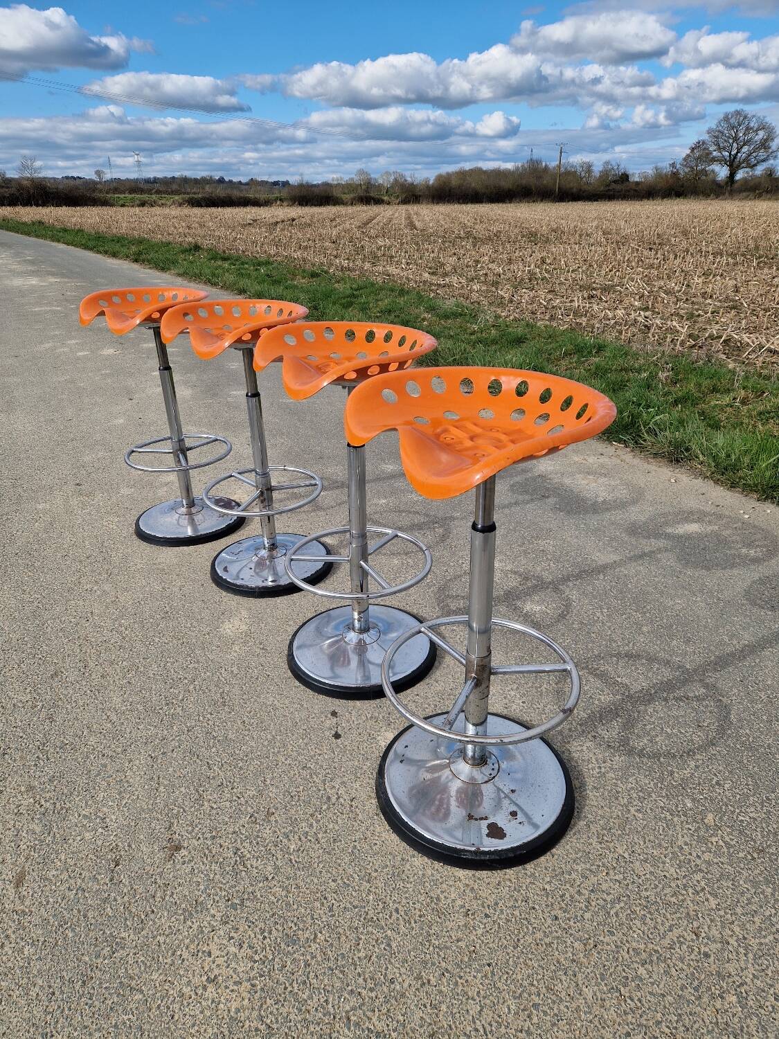 Set of 4 bar stools by Etienne Fermigier for MIRIMA