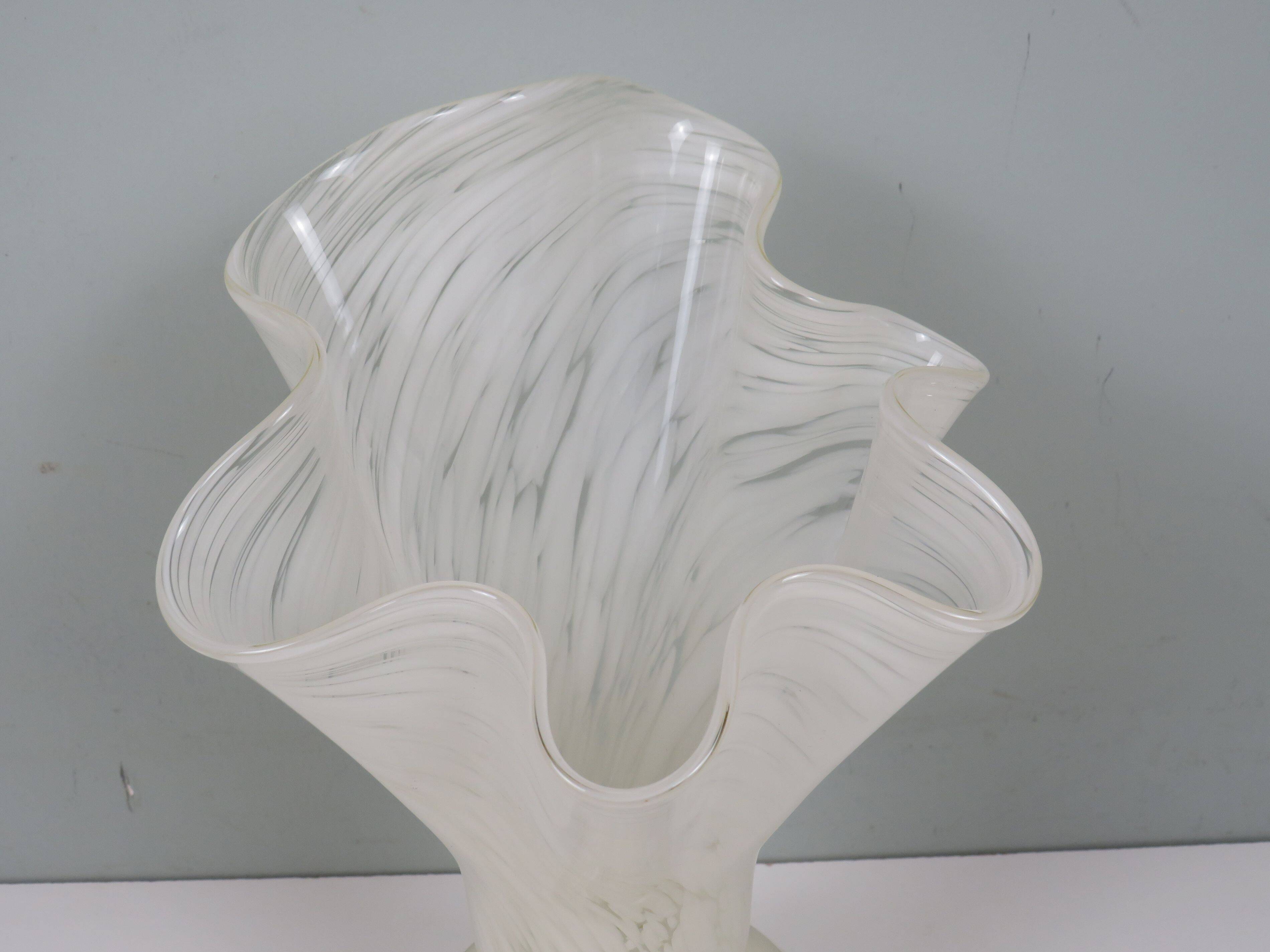 White Murano glass vase, Italy, mouth-blown vintage design