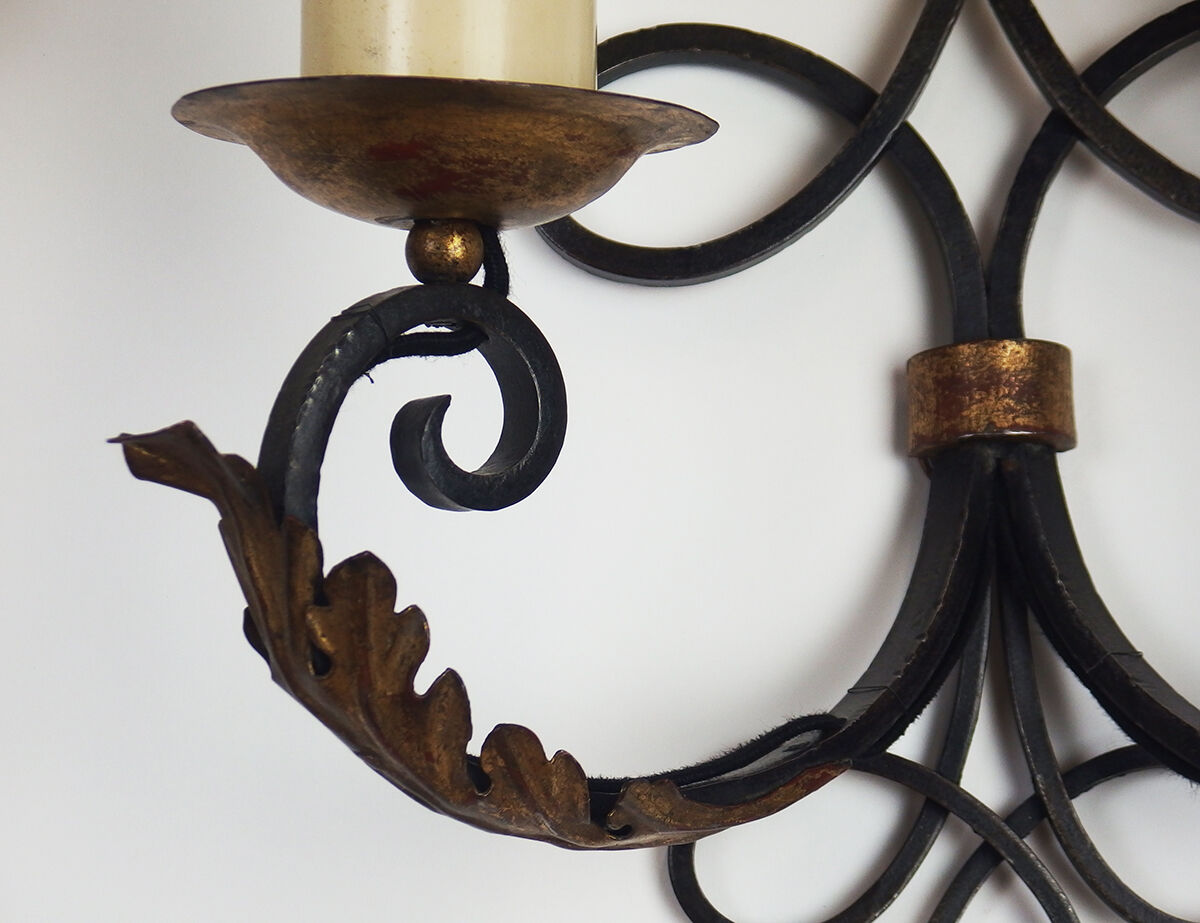 Pair of Wrought Iron Art Deco wall lamps