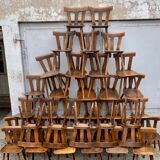 Series set of 36 vintage curved wood bistro chairs