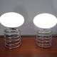 Opaline Glass and Chrome Table Lamps from Honsel, 1970s, Set of 2