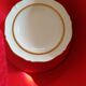 3 Lots d' assiettes plates, porcelaine d' art. Limoges.Exclusivité R. Leclair. Blanches,cerclées or