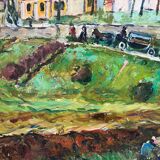 Funeral Procession, oil on panel