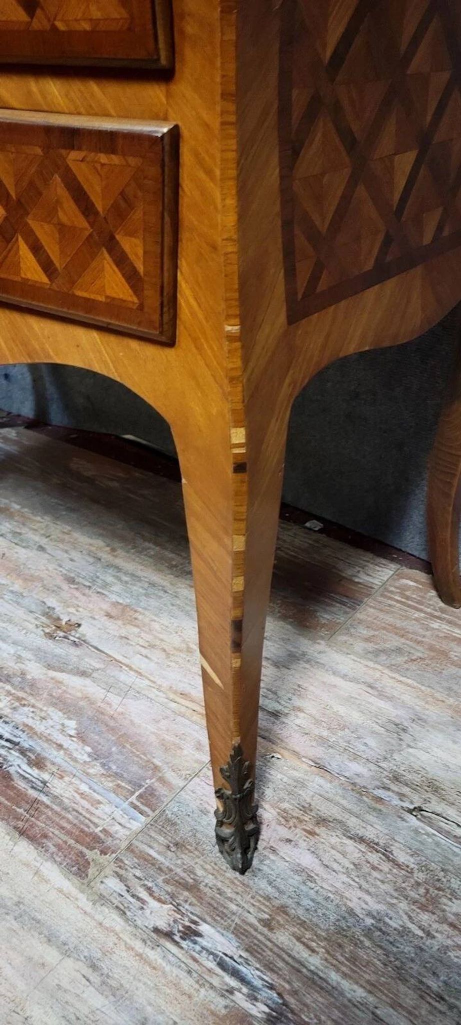 Louis XV period curved secretary desk in marquetry, circa 1750