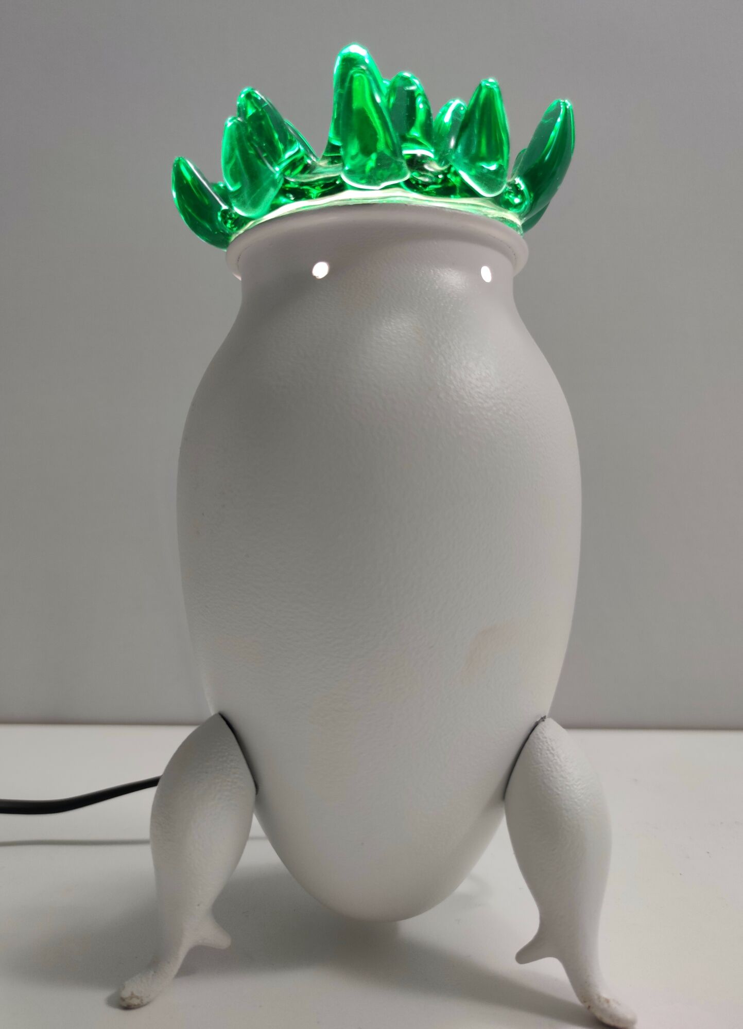 Postmodern Green Murano Glass and White Aluminum Table Lamp, Italy
