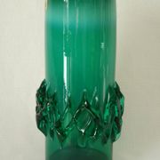 Vintage green blown glass vase, Poland