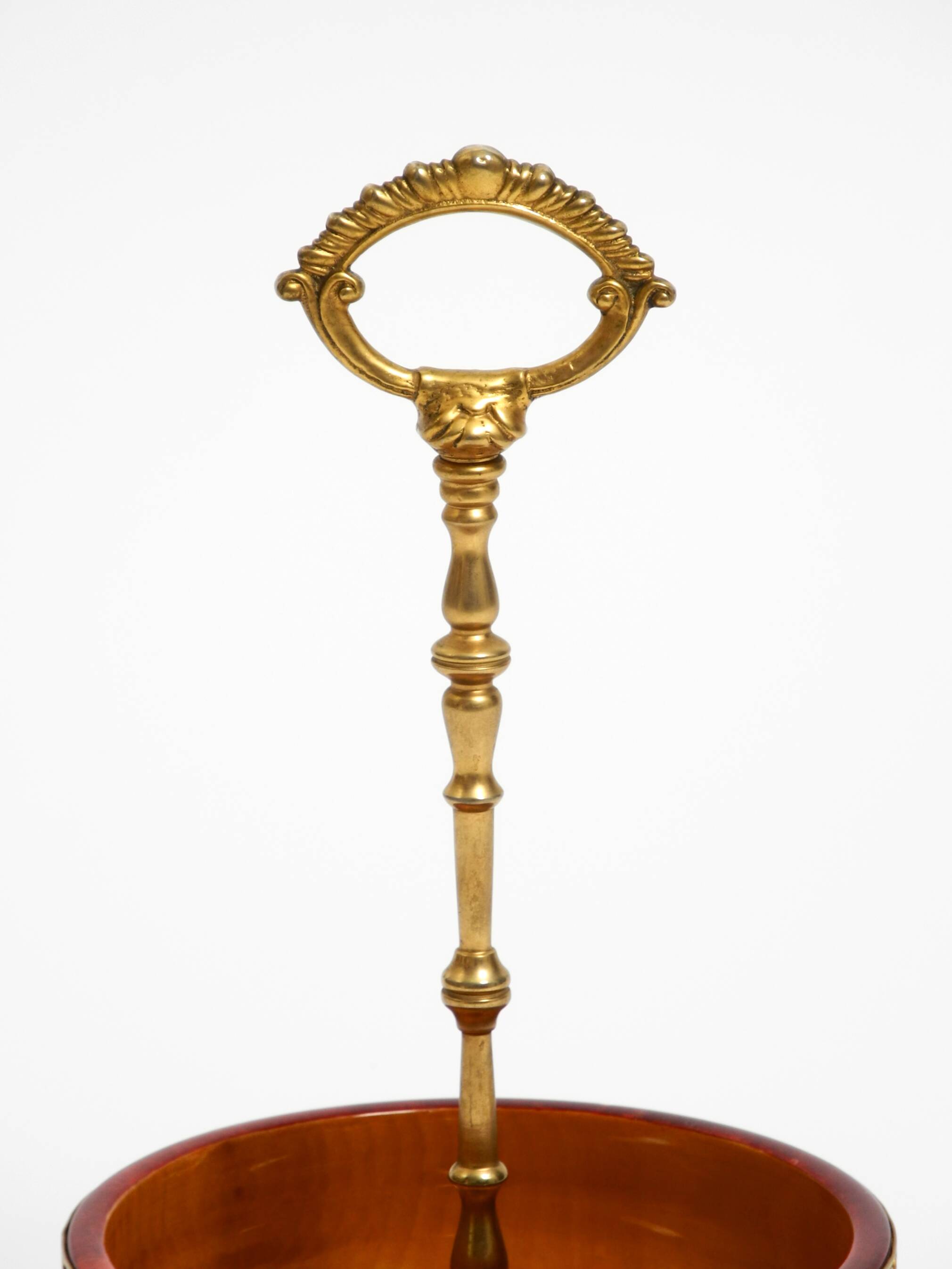 Beautiful 1960s nut bowl by Aldo Tura made of red goatskin and brass