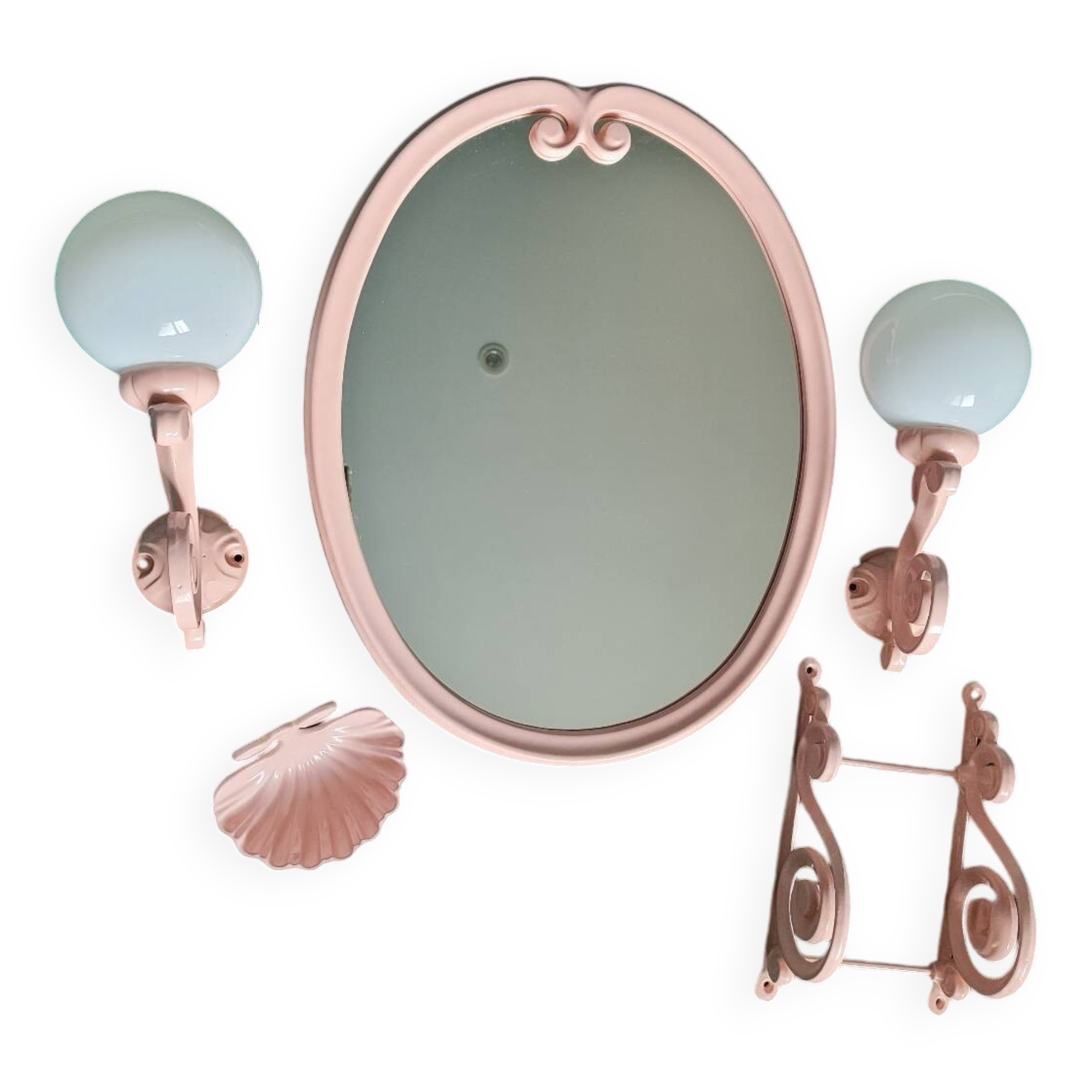 Pink Cast Iron Bathroom Set