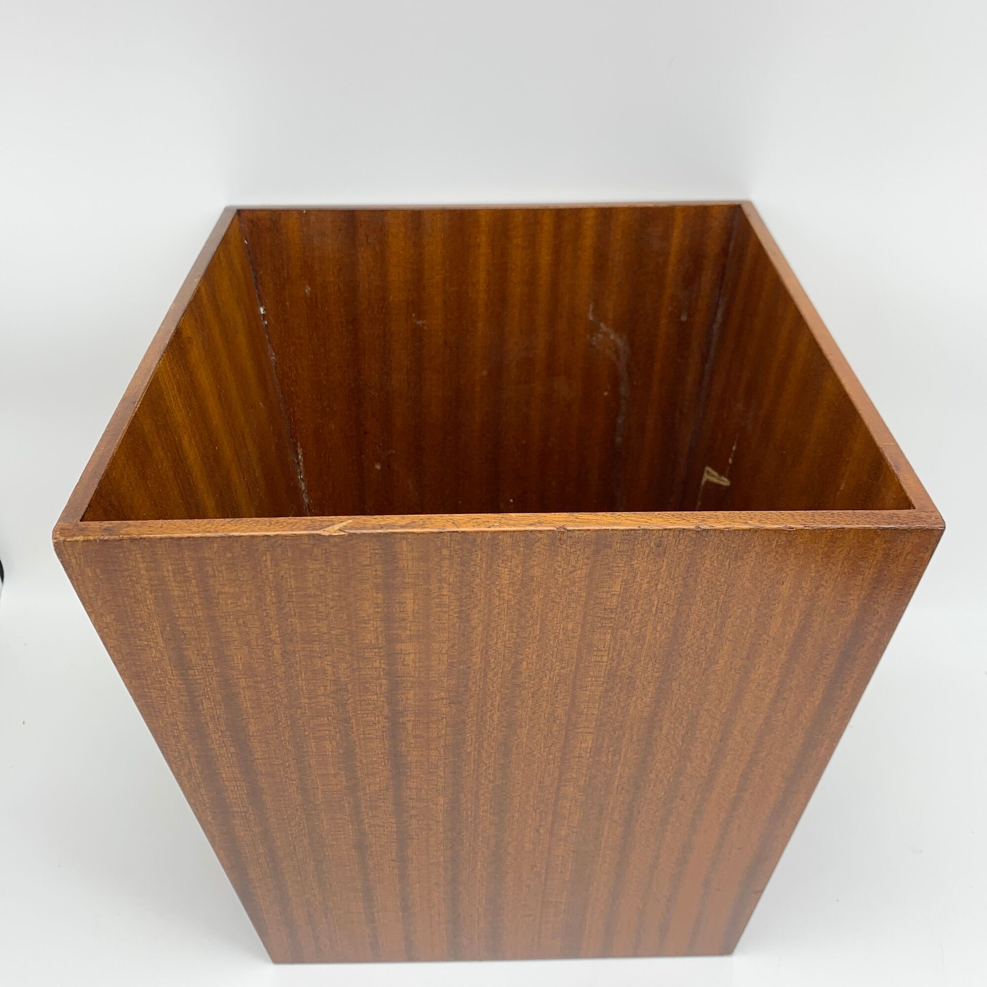 Trash basket with vintage veneered wooden papers ideal Scandinavian decoration
