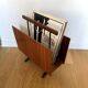 Vintage walnut and black OPAL magazine/vinyl rack