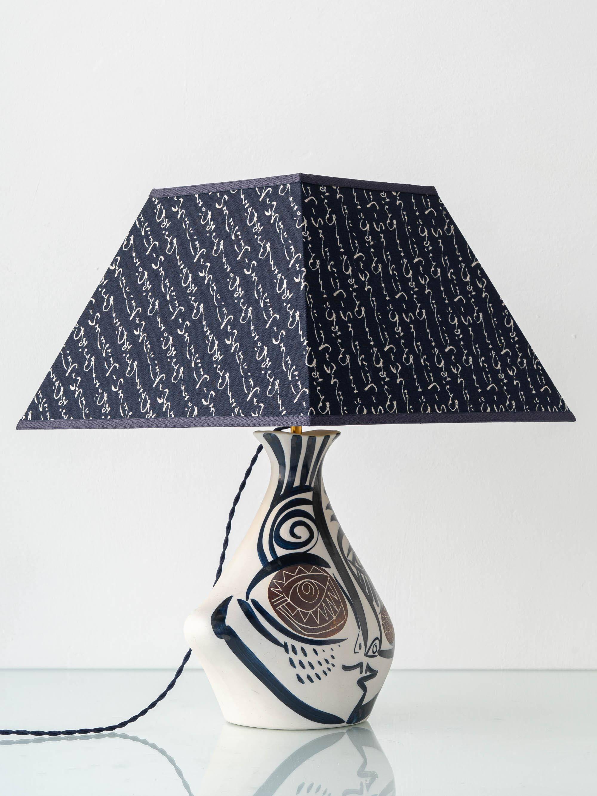 Lampe de table cubiste en céramique style Picasso espagnol Otero Regal