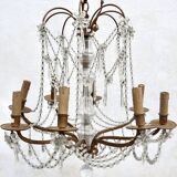 8-Light Bronze Chandelier with Crystal Tassels