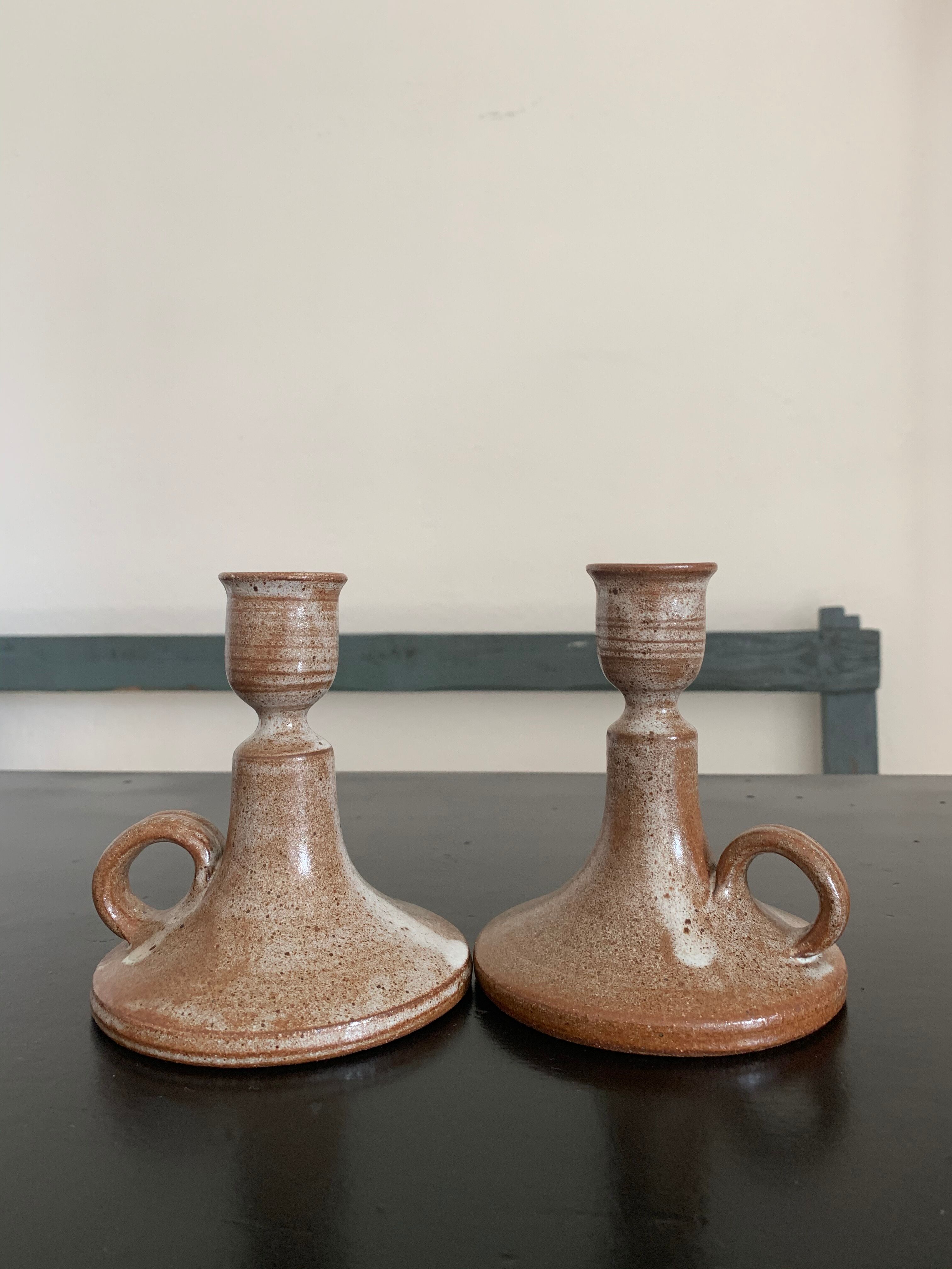 Pair vintage ceramic candlesticks