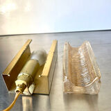 Scandinavian midcentury wall light in crystal and brass