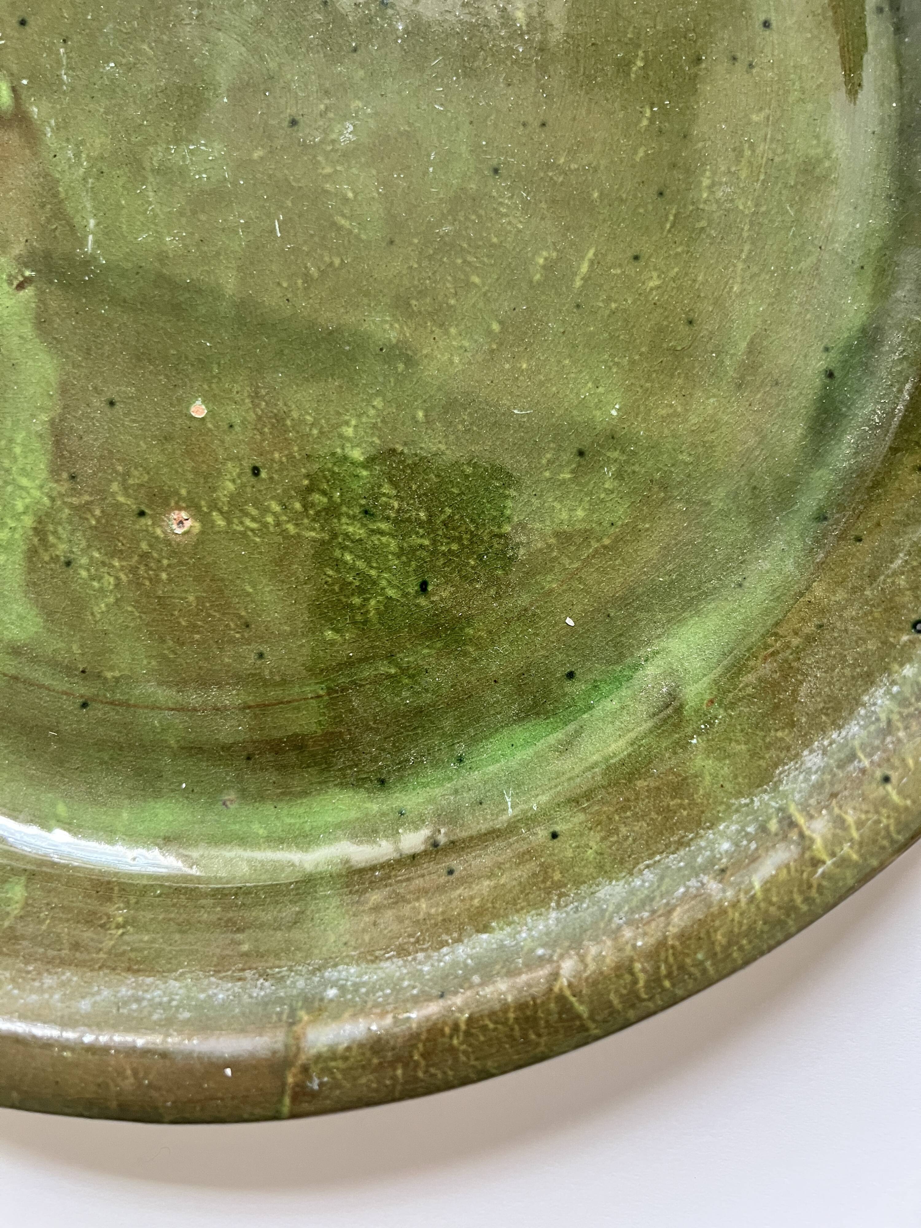 Large glazed earthenware dish, circa 1970