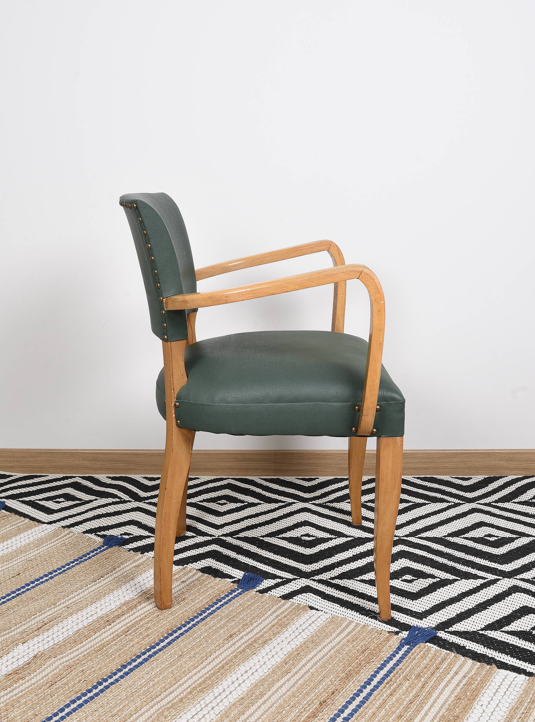 Fauteuil bridge moleskine vert