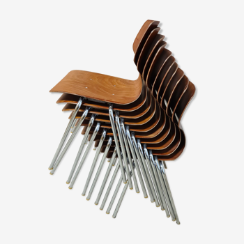Lot de 10 chaises empilables Flototto design par Adam Stegner 1960