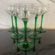 6 vintage green liqueur glasses from France