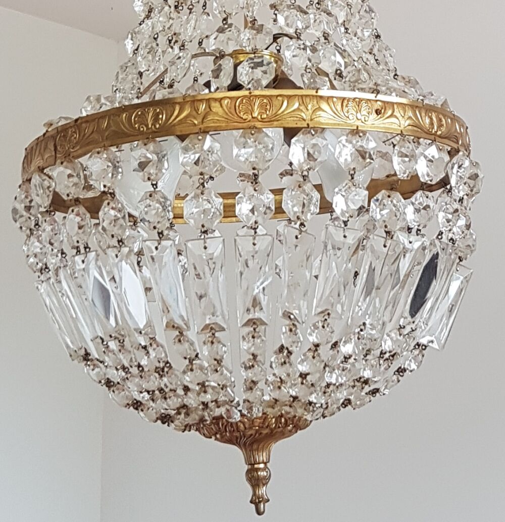 Hot air balloon chandelier with stamps