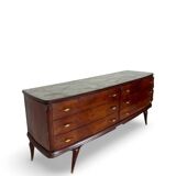 Commode en placage de palissandre avec plateau en onyx vert