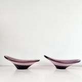 Pair of purple glass empty pockets 1960
