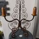 Pair of antique wrought iron lamps