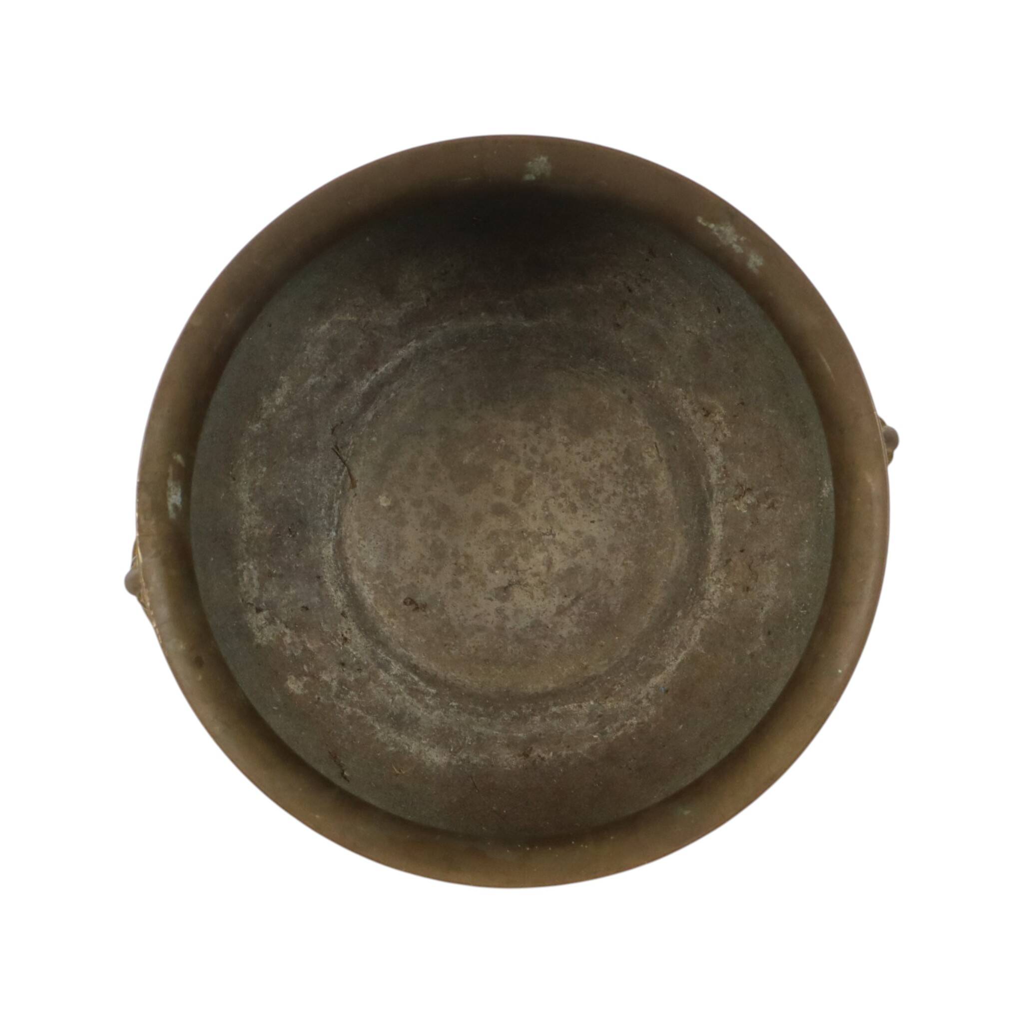 Antique Brass Jardinière Plant Pot with Lion Heads, Early 20th Century