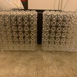 Ceiling light, square wall light in chiseled glass